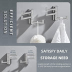 Angle Simple Swivel Towel Hooks for Bathroom, SUS 304 Stainless Steel Foldable 3 Arms Hand Towel Holder, Coat Wall Hooks, Polished Chrome, 2 Pack