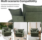 35.4" Wide Oversized Chenille Single Sofa Chair with 2 Pillows, Modern Upholstered Accent Chair Armchair for Livingroom Bedroom Apartment, Green