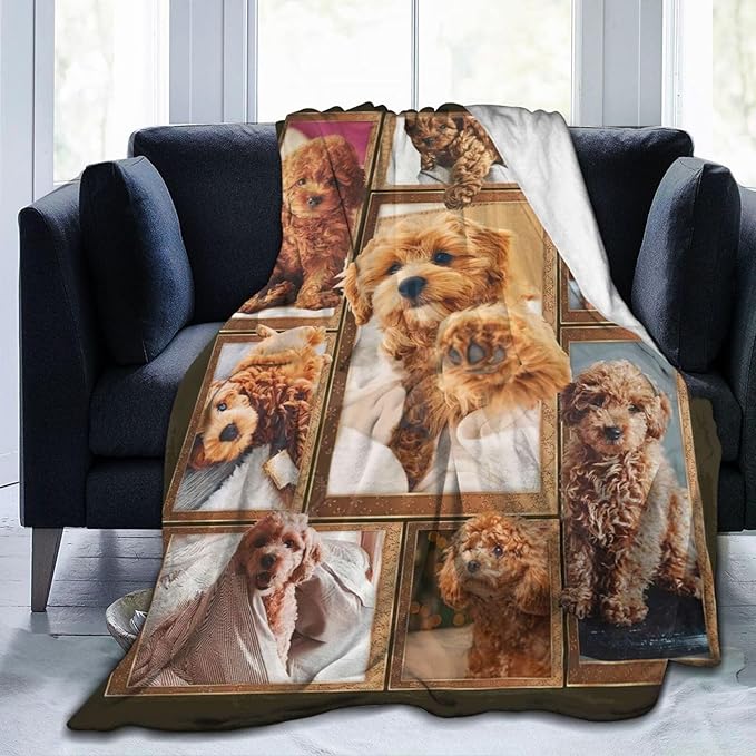 Poodle Blanket for Dog Lover Gifts Cute Poodle Throw Blanket for Girls Boys Women Man Plush Cozy Flannel Fleece Ultra Soft Fuzzy Blankets 80"X60"
