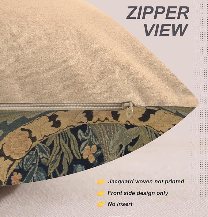 Charlotte Home Furnishings Throw Pillow Covers, Decorative Boho Pillow Covers for Couch, Living Room, Orange Tree Square Cushion Cases 14x14 in, European Cotton Jacquard Woven for Cozy Bedroom Decor