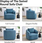 Swivel Accent Chair,360° Rotating Barrel Chair,Teddy Fleece High-Resilience Sponge Single Sofa, Easy Assembly for Living Room, Bedroom, Apartment Blue