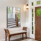 Black Bathroom Mirror for Wall, 30x48 Inch Rectangle Mirrors with Metal Frame, Modern Vanity Wall Mirror Decor for Bathroom Living Room, Entryway Hangs Horizontal or Vertical