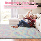 9x12 Fluffy Area Rugs for Living Room,Large Fuzzy Shag Area Rug for Bedroom,Soft Non-Shedding Indoor Plush Carpet for Kids Bedroom Nursery Home Decor,Rainbow