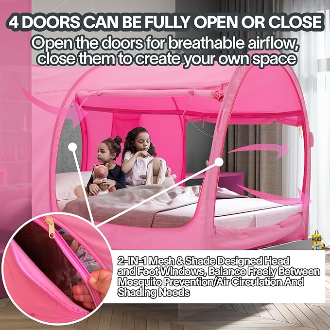 LEEDOR Bed Tent Dream Tents Bed Canopy Shelter Cabin Indoor Privacy Warm Breathable Pop Up Twin/Full/Queen for Kids and Adult Patent Pending(Mattress Not Included)