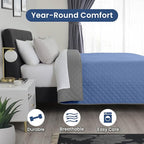 Martex Reversible Coverlet – Twin Bed Quilt – Lightweight Twin Size Bedding – Durable Quilts for Bed – Soft - Easy Care Bedding – Ceil Blue/Gray