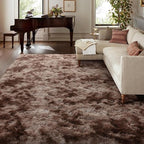 8x10 Ft Extra Large Shag Brown Area Rug for Living Room, Tie-Dyed Ultra Soft Fluffy Furry Rugs for Bedroom Indoor Floor, Aesthetic Carpet for Kids Home Decor (Coffee)