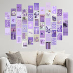 Soft Purple Dreamy Aesthetic Wall Collage Kit – 50 Mystical & Classic Photos, 4"x6" Semi-Gloss Prints for Teen Girls Dorm Room Decor, Elegant Purple Moments, Ideal Gift for Birthday & Graduation