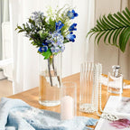 12 Pcs Glass Cylinder Vases for Centerpieces Clear Ribbed Tall Bud Vase for Flower Wedding Decoration Floating Candle and Indoor Home Decor, Housewarming Gift (6/8/10 Inch)