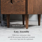 Mid Century Modern Nightstand, Narrow Nightstand, Minimalist Side Table for Bedroom, 2-Drawer Bedside Tables (Walnut, 9.84inches)