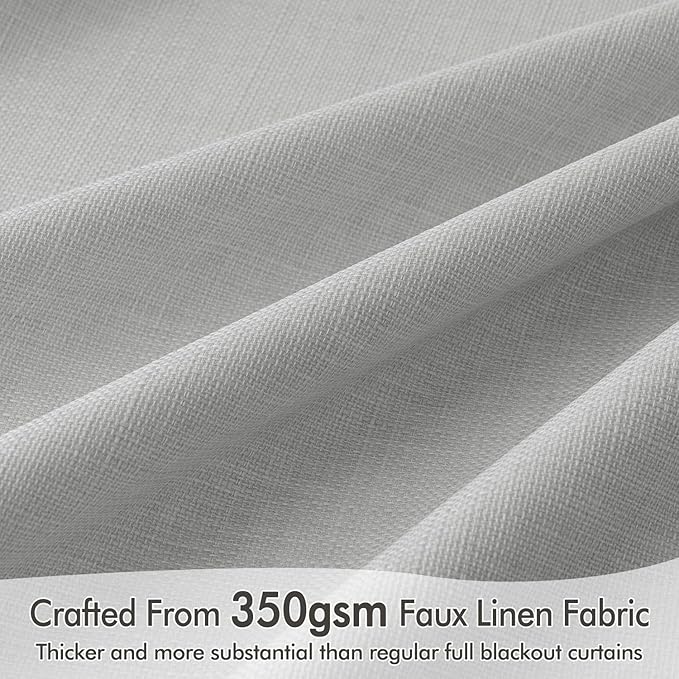 MIULEE 100% Blackout Curtains 108 Inch Long 2 Panels Set for Bedroom, Thick Luxury Faux Linen Black Out Curtain Room Darkening Back Tab Pleat Window Textured Drapes with Hooks for Living Room, Grey