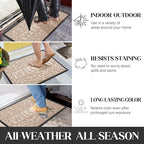 Yimobra Welcome Front Door Mat Outdoor, Heavy Duty Sturdy Non Slip Doormats, Rubber Backing, Low-Profile Entrance Rugs, Absorbent Resist Dirt, Easy Clean Patio Garage Floor Mats, 60X36 Inch, Beige
