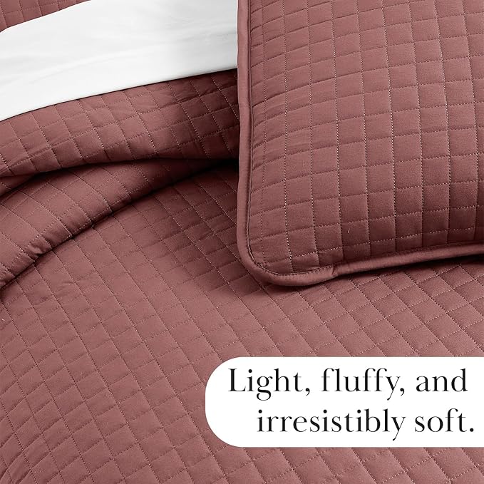 Southshore Fine Living, Inc. Twin XL Quilt Set with Pillow Sham, Quilted Twin Bedspread, Coverlet, Oversized Bed Quilt for Full Coverage, Soft and Comfy, Easy Care, Machine Washable, Marsala
