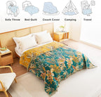 MSGKV Boho Throw Blanket for Couch Bed Chair 100% Cotton Muslin Breathable Embroidery Blanket 50"x60" Sofa Blankets for All Seasons Lightweight Farmhouse Blankets Boho Home Decor