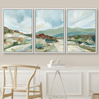 SIGNWIN Framed Canvas Print Wall Art Set Pastel Watercolor Blue Sky Mountain Range Landscape Nature Wilderness Illustrations Modern Art Decorative Scenic Relax/Calm for Bedroom - 24"x36"x3 White