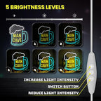 Man Cave Neon Sign, Beer Neon Signs for Wall Decor, Dimmable Acrylic Neon Lights for Man Cave Gamer Room Bedroom Bar Pub Party Decorations