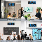18.7'' Automic Digital Wall Clock, LED Wall Clock with Large Display, Multi-Function Clock with Alarm and Timer, Auto Time Sync Digital Clock with Adjustable Brigthness(Blue)