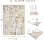 Area Rugs 9x12 Living Room: Washable Rug Modern Abstract Large Rugs Soft Non Slip Neutral Rug Stain Resistant Indoor Carpet for Bedroom Kitchen Dining Room Home Office Rugs(Blue Brown,9'x12')