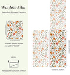 Window Film, Stained Glass Window Privacy Film, Watercolor Flowers Double Sided Non-Adhesive Glass Window Clings Stickers for Home Office Living Room Windows Door Decor