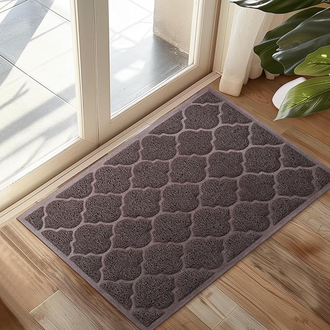 Door Mat Outdoor, 24x36, Welcome Mats for Entryway, Front Doormat for Home Entrance, Indoor Floor Mat, Durable, Non-Slip, Boot Scraper, Catches Muddy and Dirt(Brown)