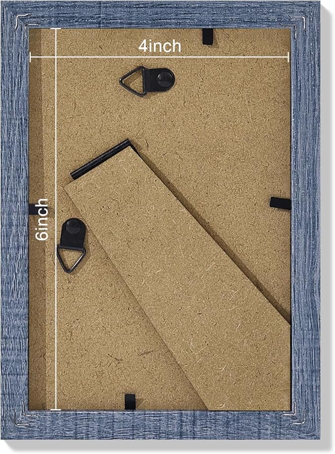 Vittanly 4x6 Picture Frames Set of 9, Shatter Resistant Plexiglass, Display 3.5x5 Pictures with Mat or 4x6 without Mat, Photo Frames for Wall or Tabletop, Engineered Wood, Navy
