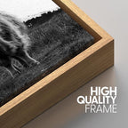 SIGNWIN 3 Piece Framed Canvas Wall Art Highland Cattle in Front of Snowy Mountain Duotone Black and White Canvas Prints Home Artwork Decoration for Living Room,Bedroom - 24"x36"x3 Natural