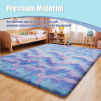 9x12 Fluffy Area Rugs for Living Room,Large Fuzzy Shag Area Rug for Bedroom,Soft Non-Shedding Indoor Plush Carpet for Kids Bedroom Nursery Home Decor,Rainbow Purple