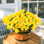 INSPRING Artificial Fall Flowers for Outdoors, 3 Bundles Fake Plants Silk Azalea Bouquet UV Resistant Realistic Faux Fall Flowers for Outdoor Planters Front Door Patio Garden Walkways Home, Yellow