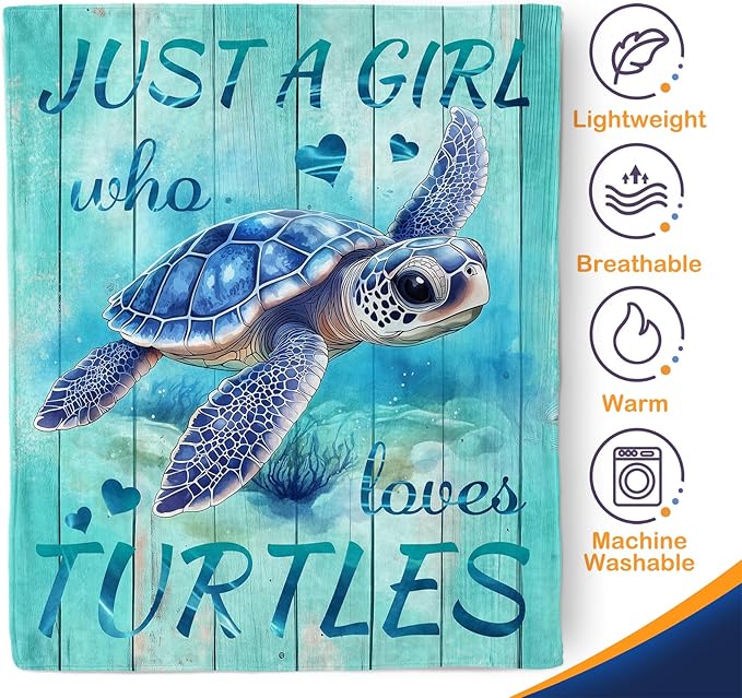 Aimego Sea Turtle Blanket Gifts for Women Men Kids Boys Girls Ocean Animal Turtle Lovers Bedroom Living Room Decor Soft Plush Cozy Bed Couch Fleece Throw Blanket 60"x80"