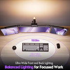 Quntis 32.5" Architect Desk Lamps for Office Home Dorm - Eye Care 3 Light Bar 1100LM Bright, Ambient Backlight, Radar Sensor, Remote Control, 2H Timer, Workbench Drafting Reading Video Conference Task