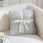 Amélie Home Chenille Knit Throw Blanket for Couch, Checkered Texture Decorative Soft Blanket for Sofa, Bed & Living Room, 50"x60", Grey & White