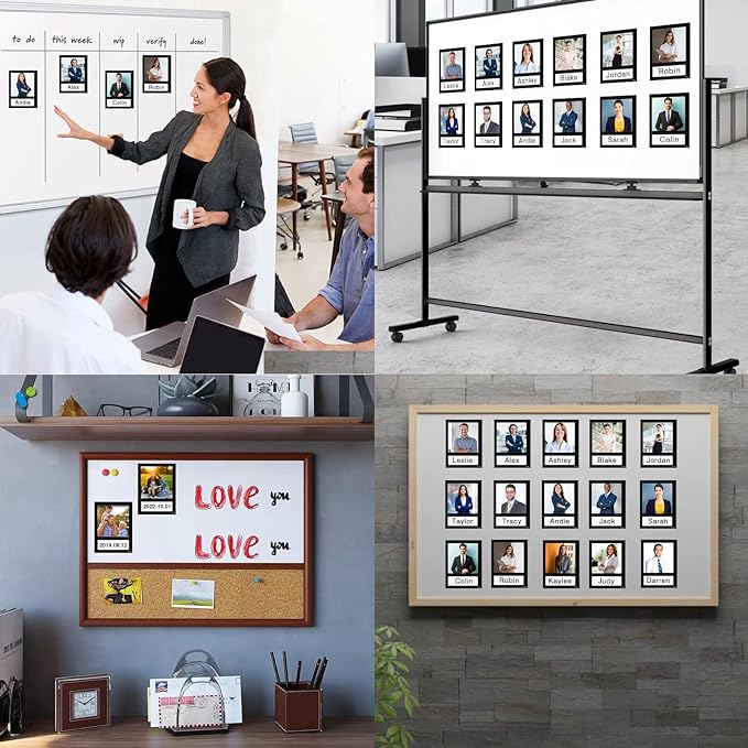 Magnetic Picture Frame 4X4 with ID Identification Tags-Name,Square Magnet Photo Pockets,For Employee Recognition Wall (With signature area),Thoughtful Gift for Friend's Lockers-10 Packs