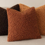 Foindtower Set of 2 Curly Teddy Wool Pillow Covers Decorative Boucle Textured Lumbar Throw Pillow Faux Fur Sherpa Pillowcases Sheepskin Fuzzy Cushion Case for Sofa Bedroom Car 12"x20" Burnt Orange