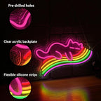 Rainbow Cat Neon Sign with USB Powered,Dimmable Led Colorful Sign Cat Neon Light for Kids Gifts Bedroom Bar Decoration(16.54 * 11.02In)