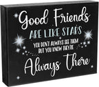 Good Friends Are Like Stars Wooden Sign – Sentimental Gift for Best Friend, Rustic Wall Hanging Decor, Friendship Keepsake, American Made, Thoughtful Birthday