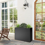 Tall Metal Cube Planter for Outdoor Plants 36" L x 12" W x 26" H, Heavy Duty Steel Large Planter Box with Removable Insert Shelf, Modern Décor for Tall Plants, Trees, Flowers (Black)