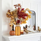 Vintage Glass Flower Vase，6 Pack Farmhouse Amber Gold Glass Centerpiece Vases Mason Jars for Christmas Weddings, Parties & Home Decor Bulk (6, Amber)