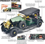 Model Car Kits Adults and Boys 1/24 Diecast Cars Phantom Generation Vintage Car Collectibles,Die Cast Metal Pull Back Cars with Lights and Sounds,Toy Cars for Boys Age 3-12（Green）