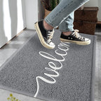 FireProof Outdoor Indoor Welcome Mat, Long-lasting Non-Slip and Easy to Clean Rectangular Entrance Mat, Grey (30 x 17.5) For High Traffic Areas