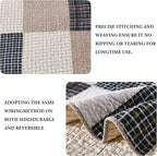 Y-PLWOMEN Quilt 100% Cotton King Size Quilt Set, Brown Khaki Black White Patchwork Plaid Bedspread, Lightweight Reversible Soft Summer Quilt Bedding Set, 3-Pieces