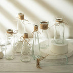 Flowers Vases Set of 10, Small Clear Glass Vases with Rope Design and Differing Unique Shapes Flower Vase for Home Holiday Decoration