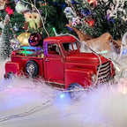 Berfutall-11'' Iron Classic Red Truck Pick-up Model Collectible Vehicle Decoration, Metal Truck Christmas Decor ，Unique Blend of Vintage, Rustic, Farmhouse Truck Decor for Table Top Decor. (A)