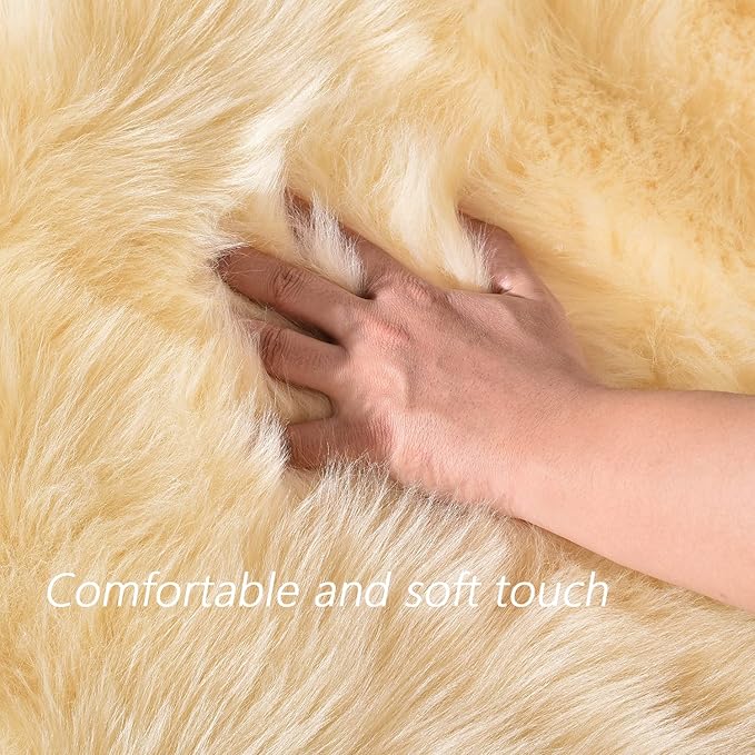 Latepis Boho Area Rugs 5x7 Plush Yellow Fluffy Rugs Shag Washable Faux Fur Fuzzy Rug for Living Room Bedroom Soft Throw Rug Room Decor Rectangle