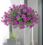 10 Bundles Artificial Faux Flowers for Outdoor,10Pcs Fake Flowers for Home Decor,Plastic Flowers Shrubs Lifelike Artificial Greenery Home Porch Stems Outside Decor(Fuchsia)
