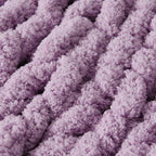WESHIONGOO Chunky Knit Blanket Throw 50"×60" Knitted Throw Blankets for Couch Bed Fluffy Soft Blanket with Jumbo Chenille Yarn Thick 100% Handmade(Lilac)