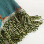 Boho Throw Blanket for Couch Sofa Bed, 100% Cotton Woven Quilt with Tassel 60”x80”, Super Soft Muslin Blanket with Bird Printed, Decorative Reversible Bed Blanket/Cover for All Seasons