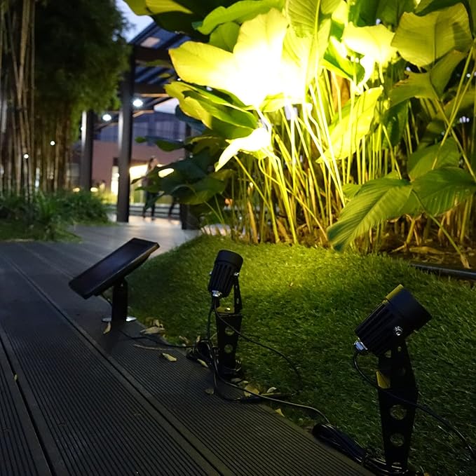 MINI 50X Twin Solar-Powered Cast Aluminium Warm White LED Spotlight 60-100 Lumen Per Light Fixture for Outdoor Garden Yard Landscape Downlight