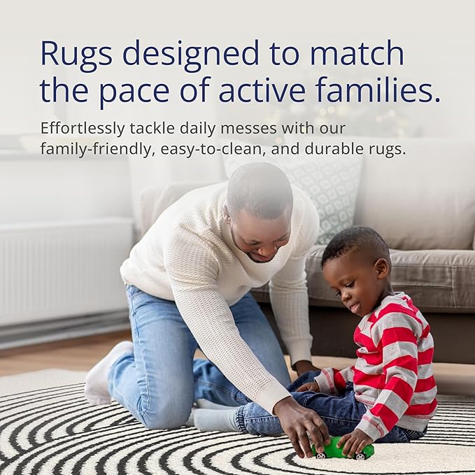 Abani Nuevo Beige Black Swirls Modern Area Rug 5' x 8' for Living Room, Bedroom - Abstract Design - Durable & Easy to Clean