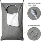 XL Hanging Laundry Hamper, Extra Large Tear-resistance Door Hamper with 2 Types Hooks for Dirty Clothes, Save Bathroom Space Hanging Laundry Bag (36.5x 22 Inch,Grey)