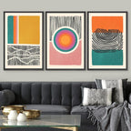 SIGNWIN Framed Canvas Print Wall Art Set Mid-Century Multicolor Color Block Shape Abstract Geometric Illustrations Graffiti & Street Art Modern Art for Living Room, Bedroom, Office - 16"x24"x3 Black