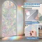 DOWELL Window Privacy Film Rainbow Film, Stained Glass Decorative Sticker, Static Cling Non-Adhesive Glass Clings, Sun Blocking Heat Control Window Coverings for Home Door, 17.5" x 157.4"